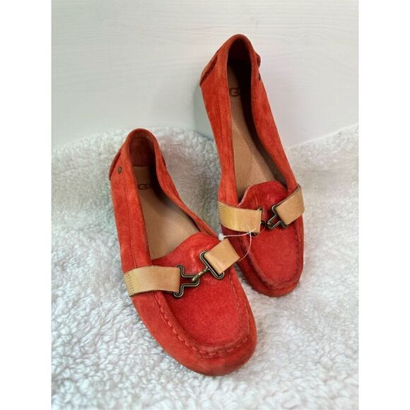 UGG ORANGE AVEN Suede MOCASSIN Driving Loafers! Size 6,5 leather summer fashion - Picture 3 of 14